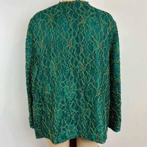 Vintage Women’s XL Green Embellished Jacket Coat Blazer Christmas Holiday NYE - Picture 12 of 15